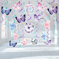 Butterfly Party Decorations - 46 Pieces Pink Purple Butterfly Hanging Swirl Spring Summer Themed Ceiling Decor for Girl Baby Shower Birthday Wedding Fairy Party Supplies by PartyGarden