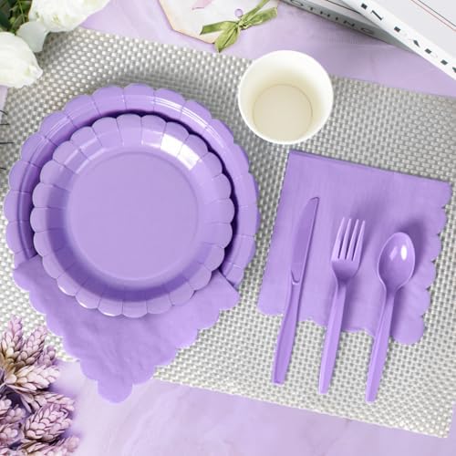 Vyntra 175 Pcs Lavender Paper Plates and Napkins Party Supplies - Image 4