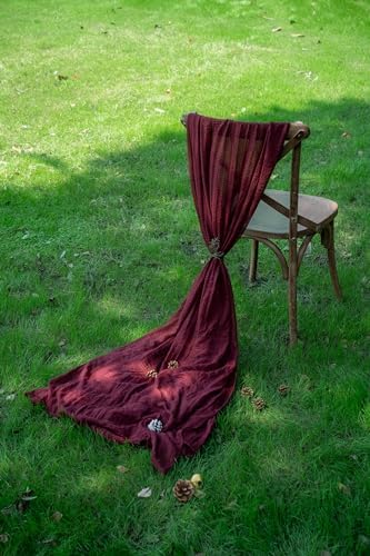 3Pcs Burgundy Cheesecloth Table Runner 120 Inches for Chirstmas Home Decor - Image 6