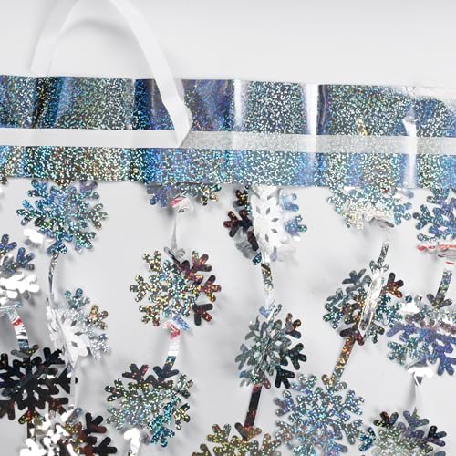 BRAVESHINE Party Snowflake Backdrop Hanging Snow Flakes Foil Fringe Curtain - Image 3