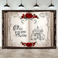15x8ft Once Upon a Time Backdrop Princess Castle Wedding Party Photography Background Fairytale Book Romantic Story Red Roses Bridal Shower Decorations Birthday Portrait Photo Booth Prop by ASDCXZ