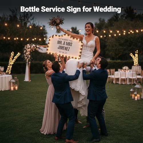 20IN Wedding Bottle Service Sign, Personalized Wedding Entrance Props Led Marquee Sign for Reception, Custom Light up Marquee Sign with Stickers for Bridal Engagement Anniversary Nightclub Gift - Image 2