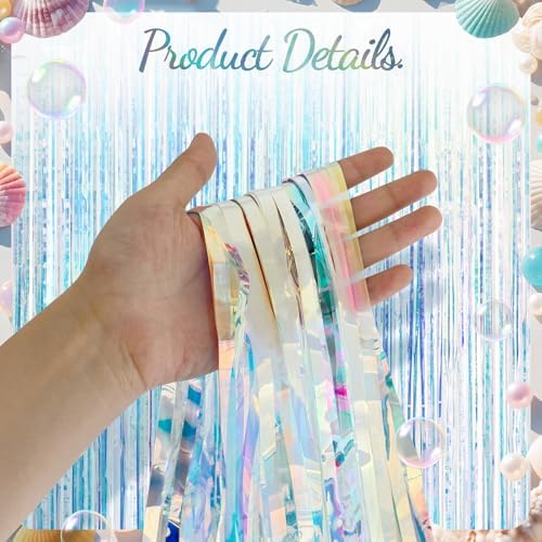 2 Pack Iridescence Party Streamers Backdrop Curtains, 3.3x8.2ft Holographic Tinsel Foil Curtain Photo Booth Props for Birthday, Wedding, Holiday Celebration, Bachelorette, Theme Decorations - Image 4