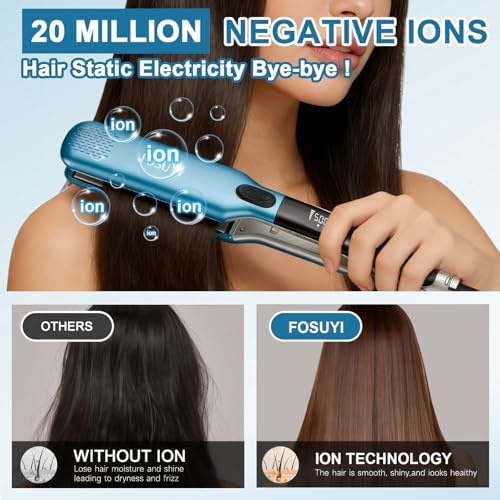 Professional Hair Straightener,500 Fahrenheit Degree High Temp Flat Iron,2 Inch Ceramic Wide Plate,2 in 1 Straightener and Curler,Negative Ion Anti-Frizz Styling Tool for Smooth and Shiny Hair - Image 3