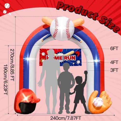 9FT Giant Baseball Inflatable Arch for Baseball Field Party Decor - Image 3