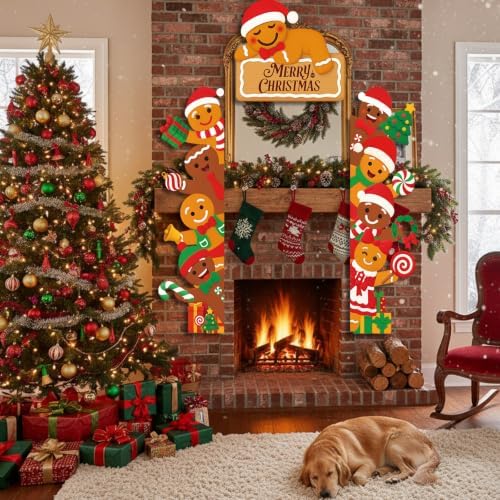 Peryiter 3 Pcs Christmas Door Decorations Gingerbread Man Porch Banner - Image 7