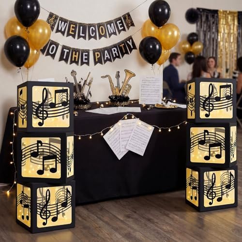 Novabright 6 Sets Music Party Decoration Large Boxes with Light Strings - Image 4