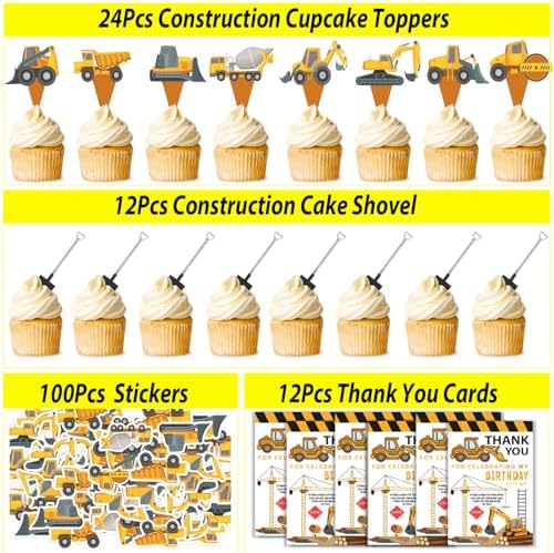 PLOUGVI 232PCS Construction Birthday Party Supplies Decorations Favors, Construction Theme Toys for Goodie Bag Stuffer, Pinata Filler Gifts - Image 6
