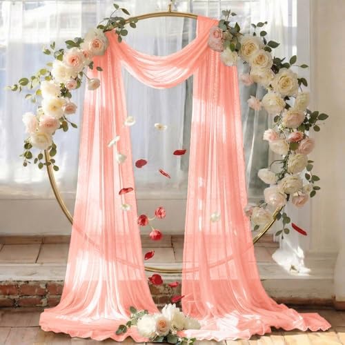 Pack of 2 Wedding Arch Drape Panel Fabric 30" x 100ft - Peach - Image 6