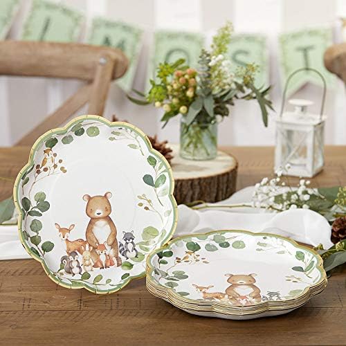 Kate Aspen Woodland Baby Shower Decorations, 62-Piece Disposable Paper Plates & Napkins Party Supplies for 16 Guests - Woodlands Animals Theme for Baby Boy Shower Table Decorations, Gender Reveal - Image 4