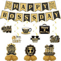 Boss Day Decorations, Happy Boss's Day Banner and Honeycomb Centerpieces by VeyoCraft