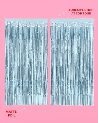 xo, Fetti 2pk Matte Blue Fringe Foil Curtain Bachelorette Birthday Backdrop - Image 4