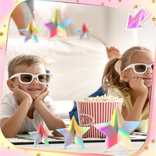 Sinload 45 Piece 3D Iridescent Star Centerpieces Glitter Theme Party Decor - Image 6