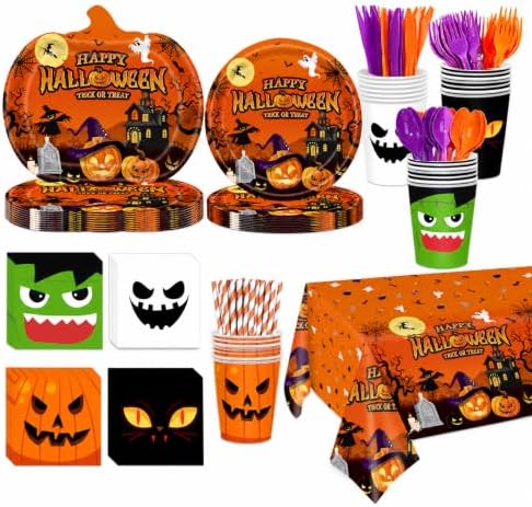 Halloween Party Supplies, Pumpkin Witch Plates and Napkins, 193 Pcs by Unknown