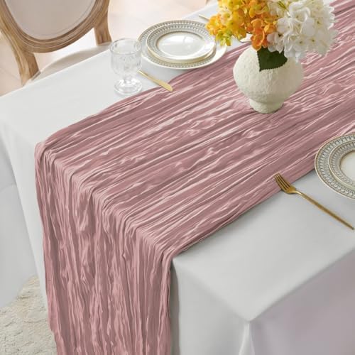 6 Pack Pink Cheesecloth Table Runner 35"×120" Gauze Fabric Table Runner - Image 4