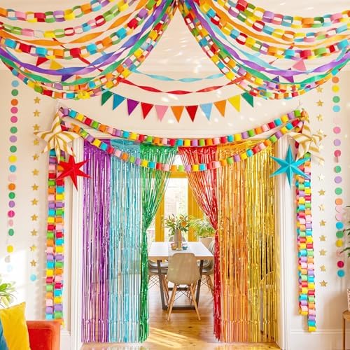 Rainbow 574 ft Crepe Streamers Paper Chains Garland - Image 2
