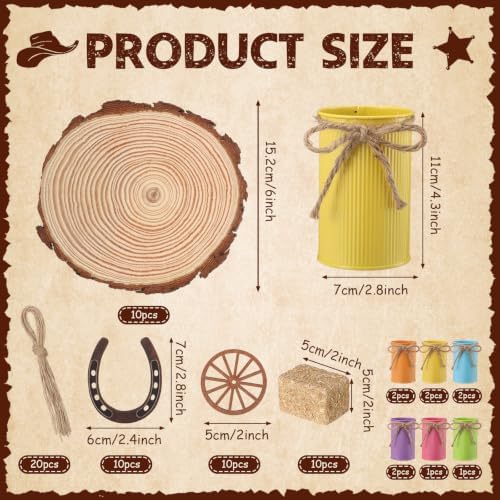 50 Pcs Western Party Decorations, Wagon Wheel Hay Bale, Multicolor - Image 2