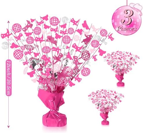 3 Pcs Disco Cowgirl Party Decors Western Pink Table Centerpiece - Image 2