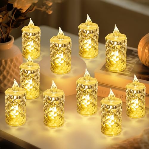 24pcs Flashing Battery Powered LED Votive Tea Candles, Realistic Electronic Fake Candles for Birthday Gifts for Women Mom Grandma Mother's Day Decoration by Unknown
