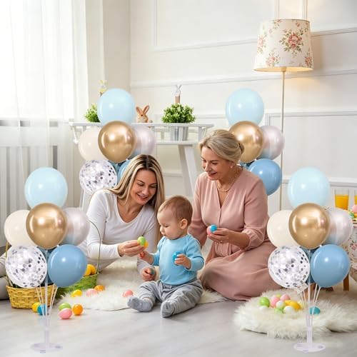 4 Sets Dusty Blue and Gold Balloons Stand for Table - Image 2