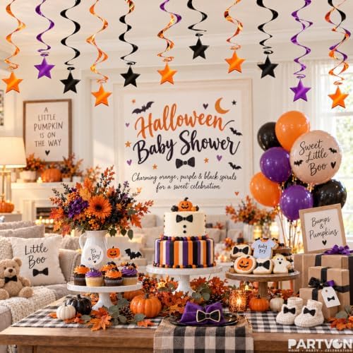 30 Pcs Black Orange Purple Halloween Hanging Swirl Decorations - Image 5