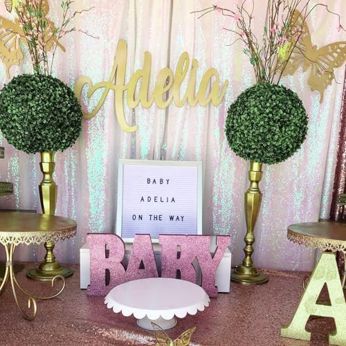 Backdrop Curtains Iridescent Sequin Fabric 3 Pieces 2ftx8ft Glitter Fabric - Image 3