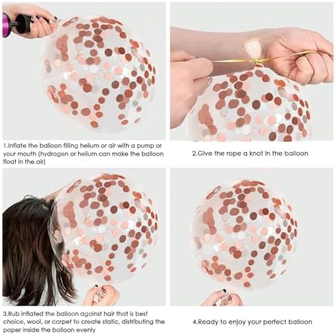 Rose Gold Confetti Balloons 50 Pcs 12 Inch - Image 6