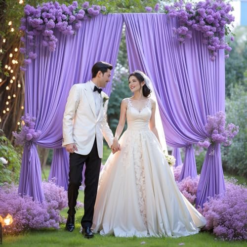 16x10FT Lavender Backdrop Curtains for Wedding Parties, Wrinkle Free Polyester Photography Backdrop Drapes for Wedding Baby Shower Birthday Parties Stage Background Stand Decorations 4x10ft,4 Panels - Image 6