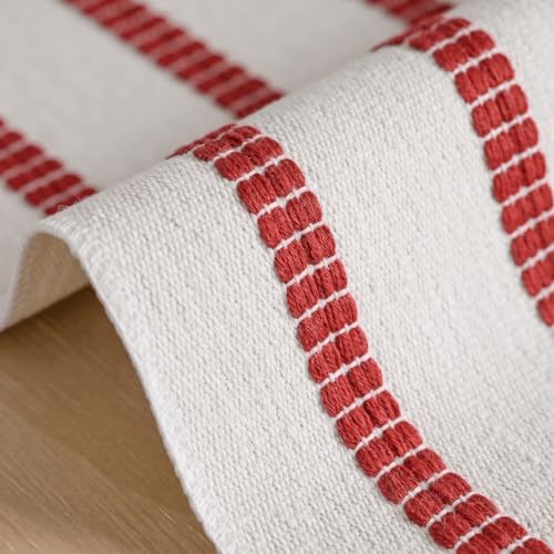 Artoid Mode Red Farmhouse Woven Stripe Christmas Table Runner, Seasonal Holiday Boho Rustic Kitchen Dining Table Decoration for Home Party Decor 12x36 Inch - Image 5
