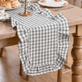 Artoid Mode Grey Farmhouse Plaid Gingham Ruffle Table Runner, Seasonal Scalloped Retro Kitchen Dining Table Decoration for Home Party Decor 13x72 Inch by ArtoidMode