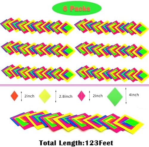 123feet UV Paper Neon Streamers & Garlands - Diamond Shape Black Light Decorations, Glow Party Favors & Supplies for Wedding & Birthday Celebrations - Image 6
