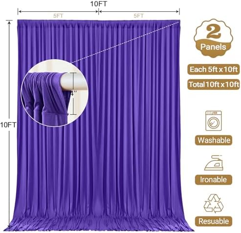10x10ft Purple Backdrop Curtain Panels for Parties - Wrinkle Free Polyester Photo Curtain Backdrop Wedding Back Drop Fabric Drapes for Party Decorations Background for Photography - Image 6