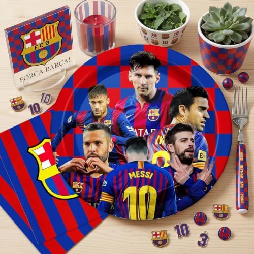 FC Soccer Party Supplies 40pck include 20 plates, 20 napkins for Barcelonas the birthday party decoration (White-19) - Image 6