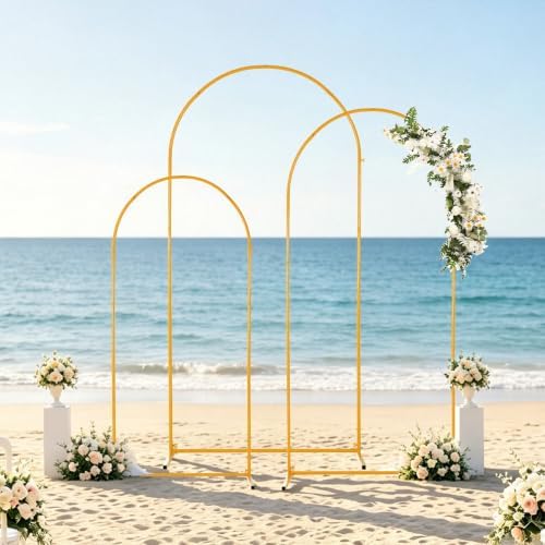 3PCS Metal Wedding Arch Backdrop Stand 6.6/5.9/4.9FT Balloon Arch Stand - Image 2