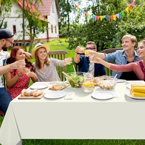 16 Pack Ivory Plastic Tablecloth for Rectangle Tables, Premium Decorative Beige Disposable Table Cloths for Parties, Rectangle Cream Party Table Cover for Birthday Wedding Baby Shower, 54x108 Inch - Image 5