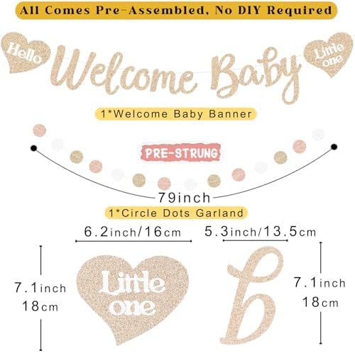 Boho Blush Pink Girl Baby Shower Decorations with Welcome Baby Banner - Image 3