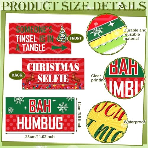 Beeveer 24 Designs Christmas Photo Booth Props, Red and Green Xmas Props - Image 3