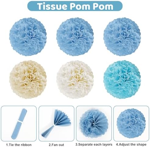 Ouddy Party Dusty Blue Baby Shower Decorations for Boys with Fringe Curtain - Image 4