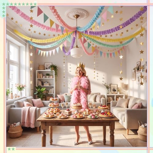 Frienda 15 Pcs Pastel Paper Chains Strips Set, Pastel Party Decorations - Image 6