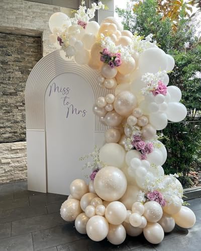 118Pcs Pearl Balloon Garland Arch Kit - Wedding Party Decorations with Pearl White Sand Double Stuffed Pearl Ivory Balloons for Engagement Bridal Shower Birthday Baby Shower Party Decorations - Image 7