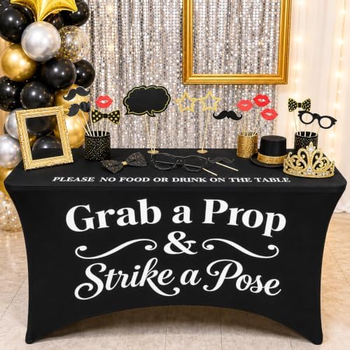 4ft Photo Booth Tablecloth Black Stretch Spandex Table Cover by WelcometoLawnIdyll