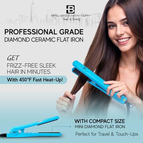 Brilliance New York Trio Flat and Curling Irons Set, Turquoise, 1.25 Inch Flat Iron, 0.5 Inch Mini Flat Iron and Clipless Curling Iron - Image 2