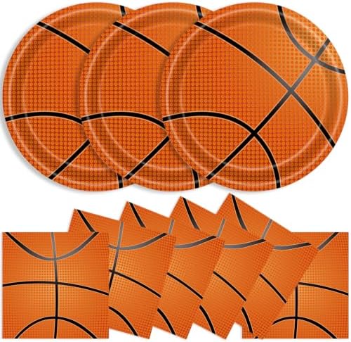 40 Pcs Basketball Plates and Napkins Set, Large 9 Inch Party Plates by KFJBPB