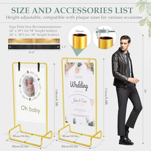 Wedding Welcome Sign Holder, Display Stand with Leather Sign Hanging Straps - Image 2