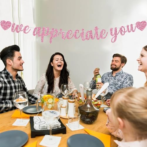 BEISHIDA Pink We Appreciate You Banner - Employee Appreciation Banner for Office Party Decorations, Thank You for Employee, Teacher, Doctor, Nurse, Staff Appreciation - Image 6
