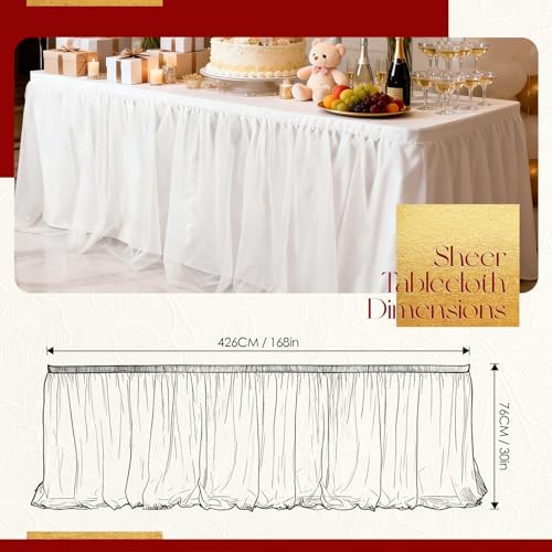 THARAHT Tulle Table Skirt 14FT 420CM Long for Rectangle Tables Round Tables Ruffle Desk Skirt for Princess Girls Birthday Party Cake Dessert Decorations Table Skirt - Image 2