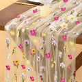Flower Table Runner Fall Daisy Floral Tulle Cheesecloth Wedding Decor by Socomi