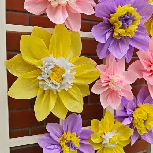 Mybbshower Crepe Paper Flower for Wall Paper Pom Pom Decor Girls Birthday Party Backdrop Baby Shower Nursery Decoration Pack of 9 (Lilac Pink) - Image 3