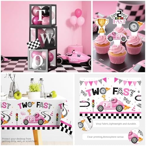 cocomigo 291pcs Two Fast Birthday Decor for 2 Year Old Girl, for 25 Guests - Image 5