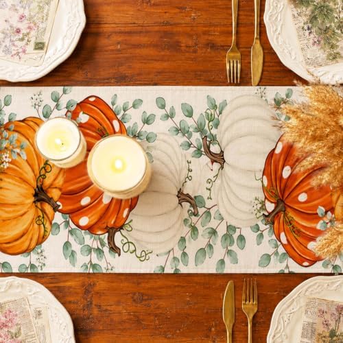 ONFAON Fall Decorations for Home, Fall Table Runner 13x72 Inch Linen - Image 5